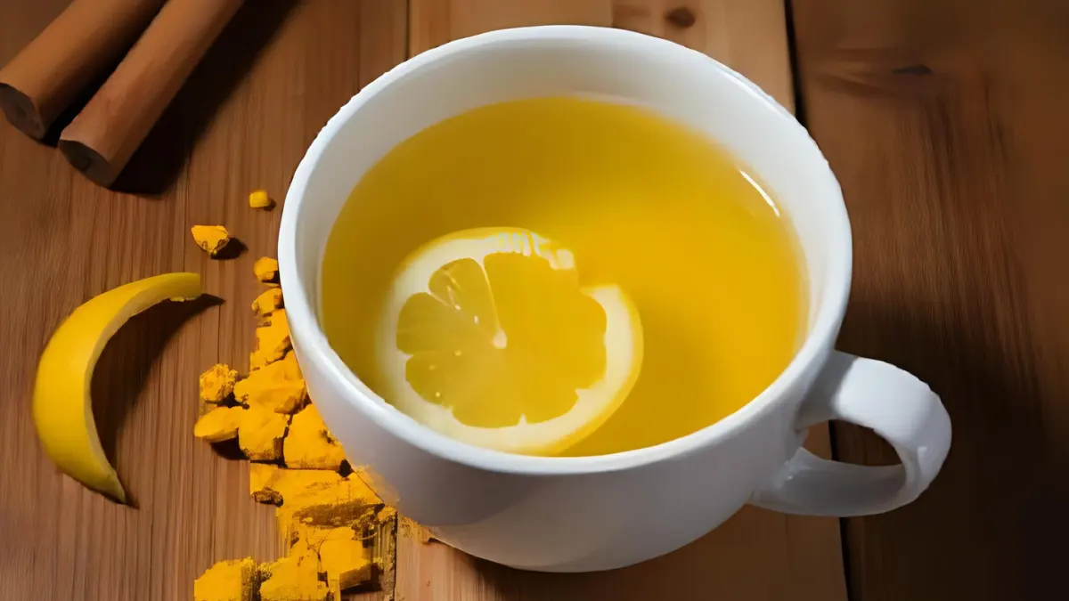 Chá de cúrcuma com limão Chá de cúrcuma com limão
